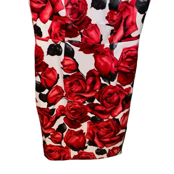 NWT White House Black Market Rose Floral Print Bodycon Sleeveless Dress Size 2 - Picture 6 of 9